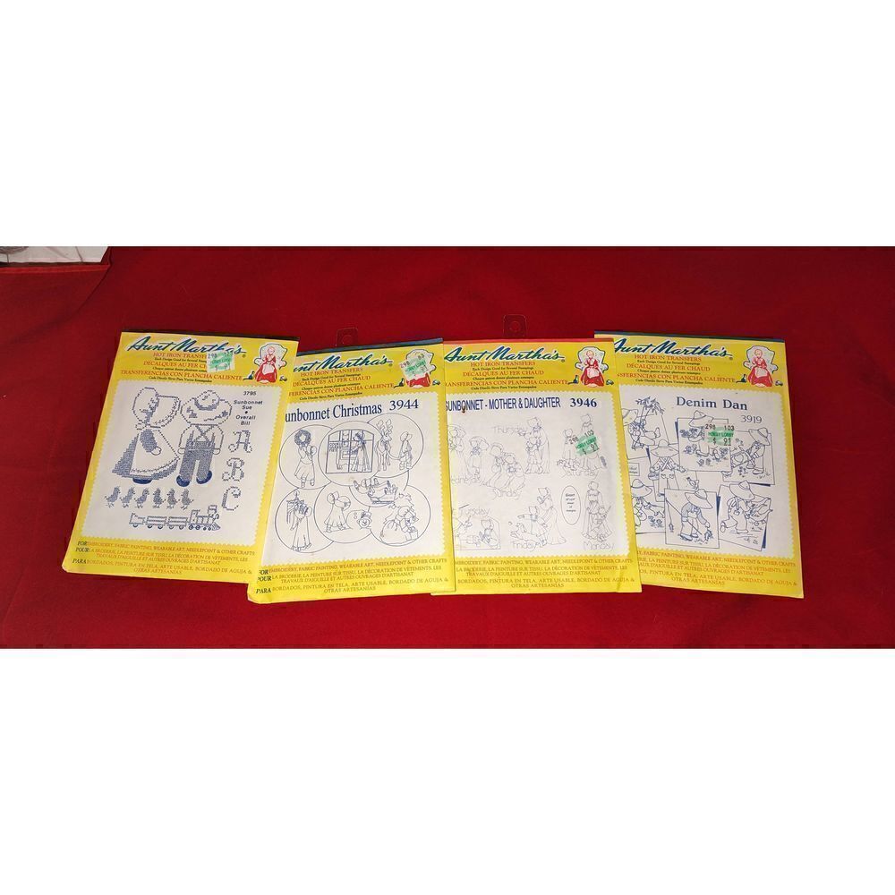 Lot of 4 AUNT MARTHA'S HOT IRON TRANSFERS